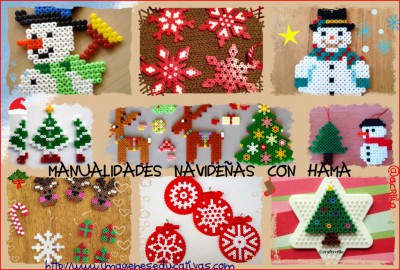 manualidades navideñas con hama Collage