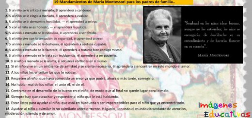 19 Mandamientos de María Montessori para los padres de familia Portada