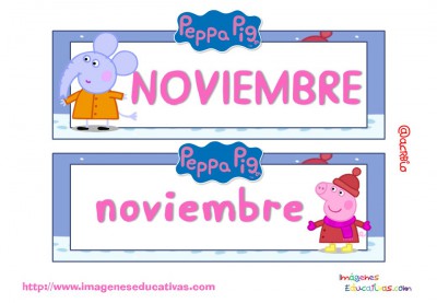 Tarjetas imprimibles Meses y estaciones Peppa Pig (12)