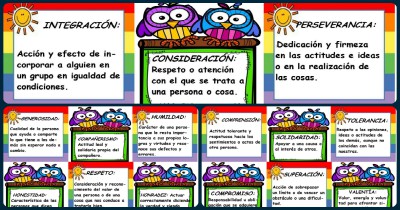 Tarjetas para decorar. Valores en el aula