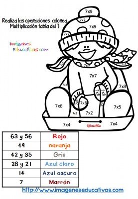 Coloreamos por colores Respasamos las tablas de multiplicar (3)