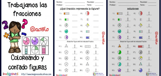 Fichas ejercicios de fracciones con figuras PORTADA