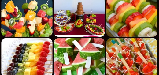 Fuentes y brochetas de frutas Portada