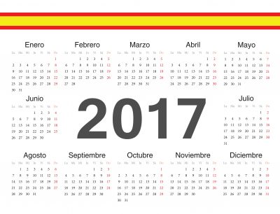 Vector spanish circle calendar 2017. Week starts from Monday.