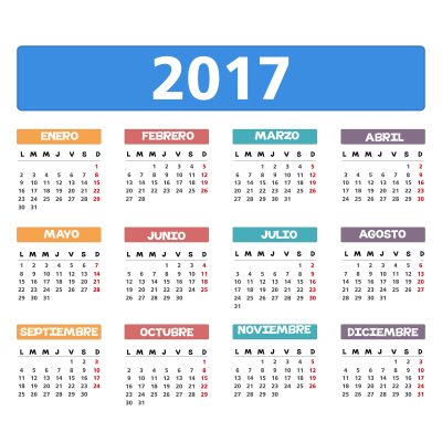 2017 Calendar on white background, vector eps10 illustration