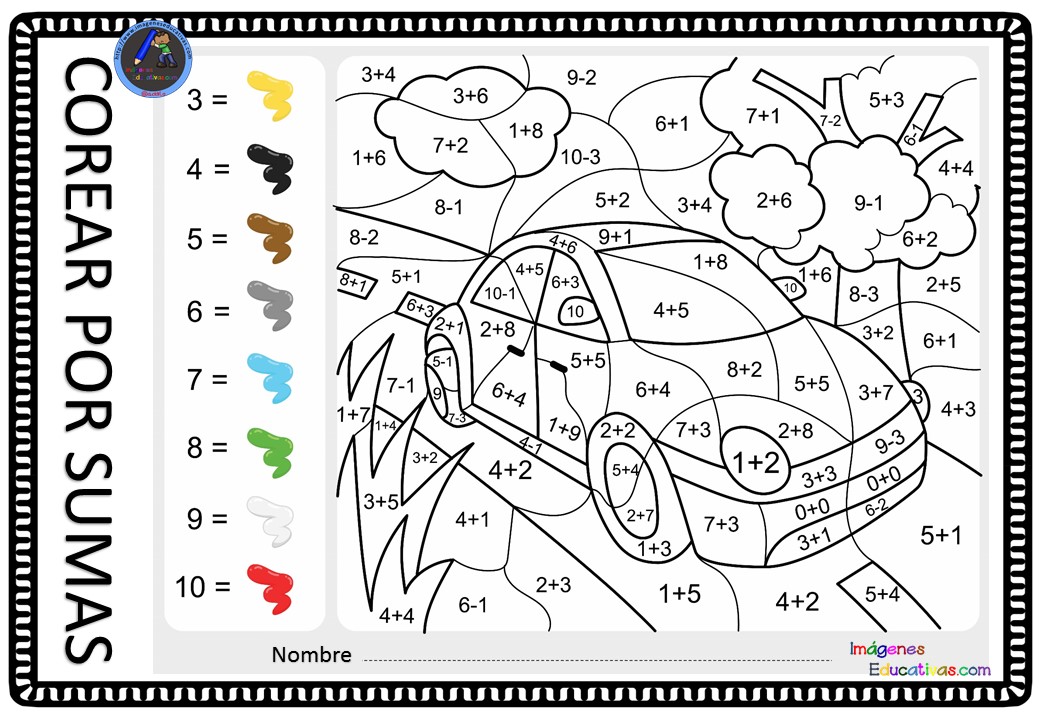 Colorea Por Por SUMAS Y RESTAS Imagenes Educativas