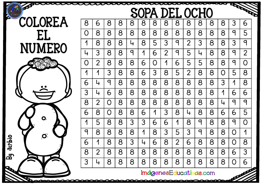 SOPA DE NÚMEROS PARA COLOREAR Imagenes Educativas