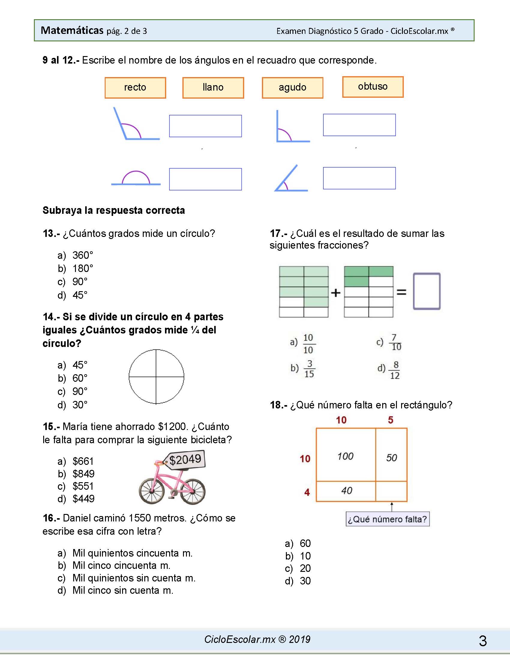 Examen Quinto Grado Segundo Trimestre Reverasite