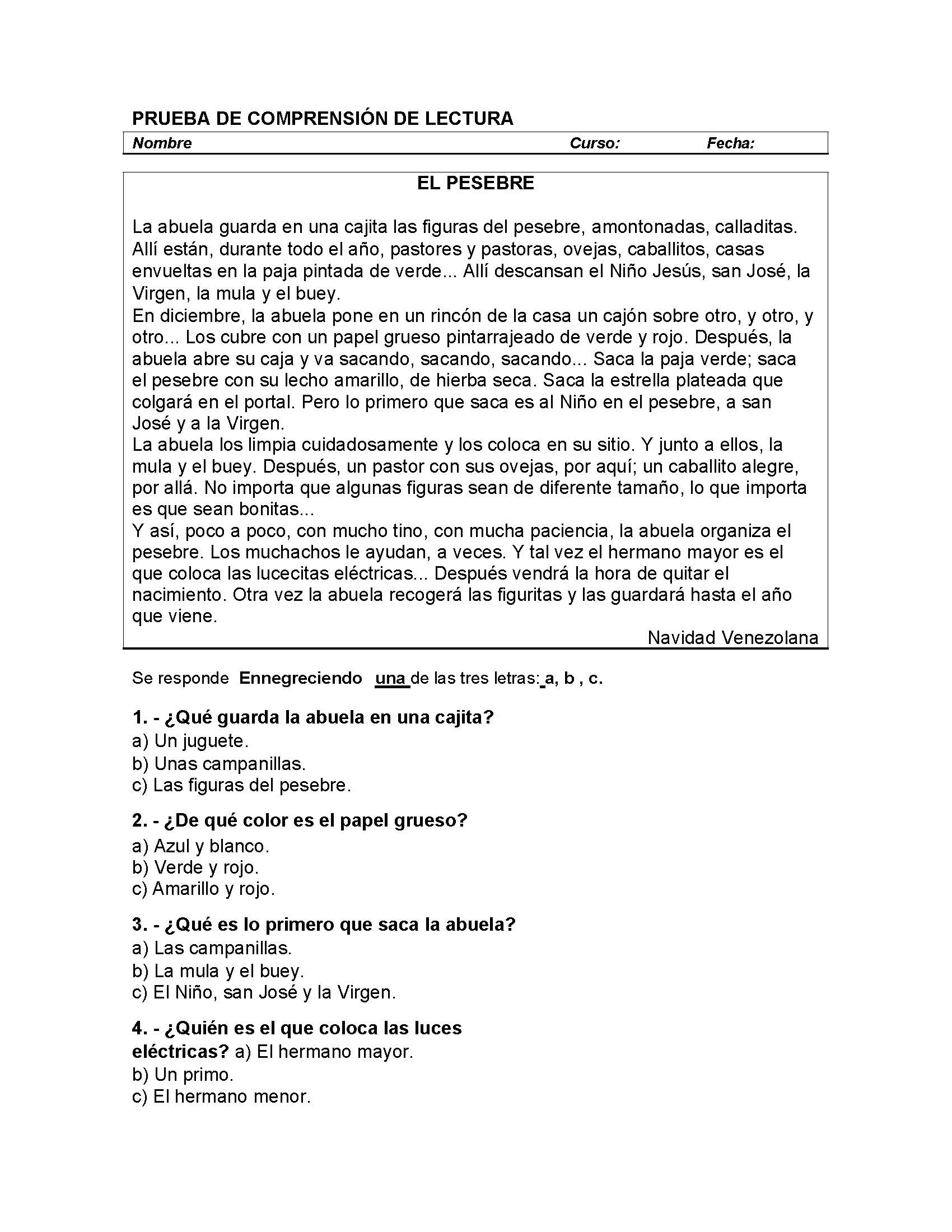 Prueba Compresion Lectura Grado P Gina Imagenes Educativas