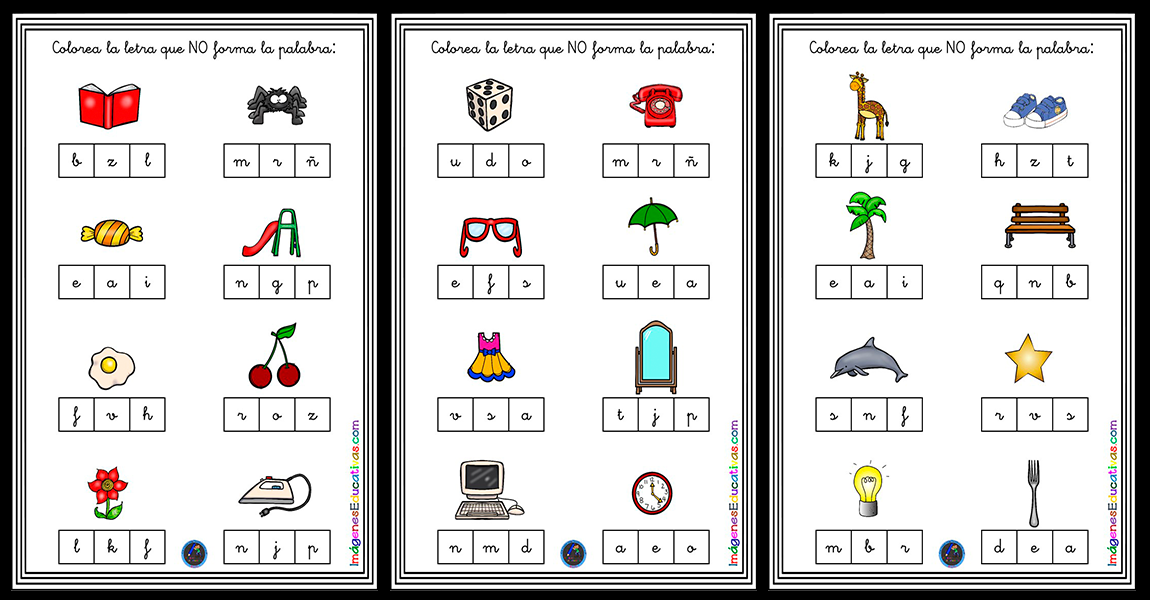 Lectoescritura Colorea La Letra Que No Forma La Palabra Imagenes The