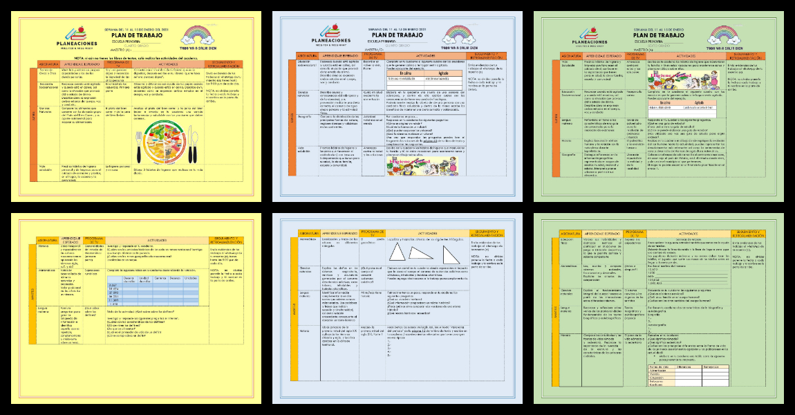 Plan De Trabajo Semana Del Al De Enero Grados Y Todas
