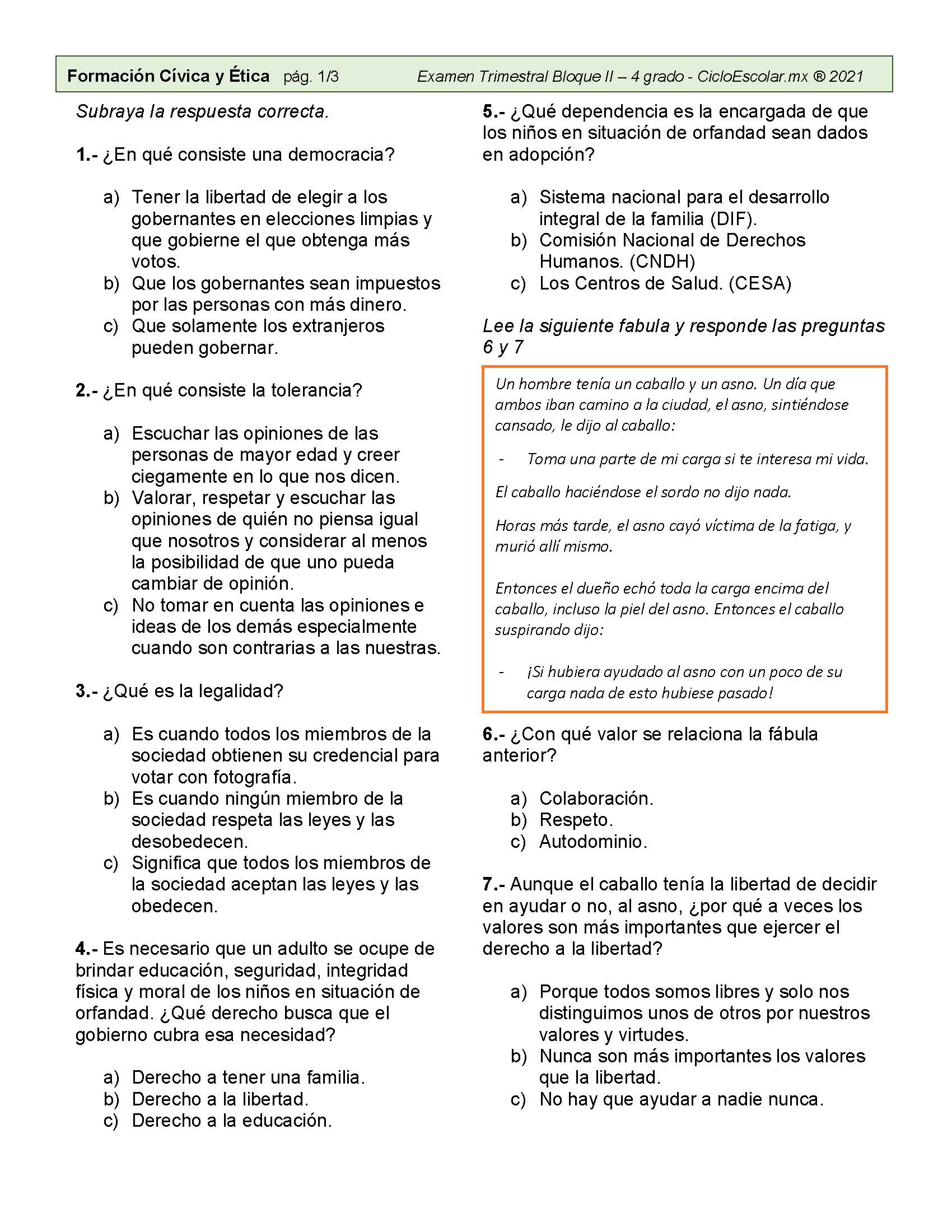 Preguntas Y Respuetas Para El Examen Trimestral Bloque Ii Pagina