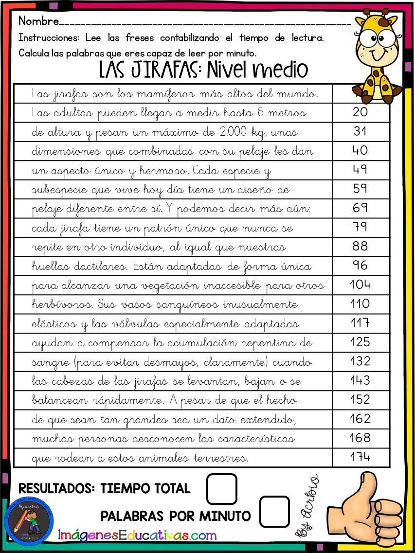 HOJAS PARA CONTROL DE LECTURA NIVEL MEDIO 6 Imagenes Educativas