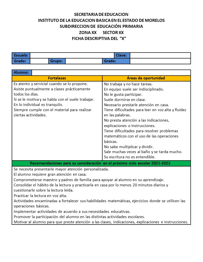 Ficha Descriptiva Del Alumnoa Y De Grupo Fichas Descriptivas Por Porn Reverasite