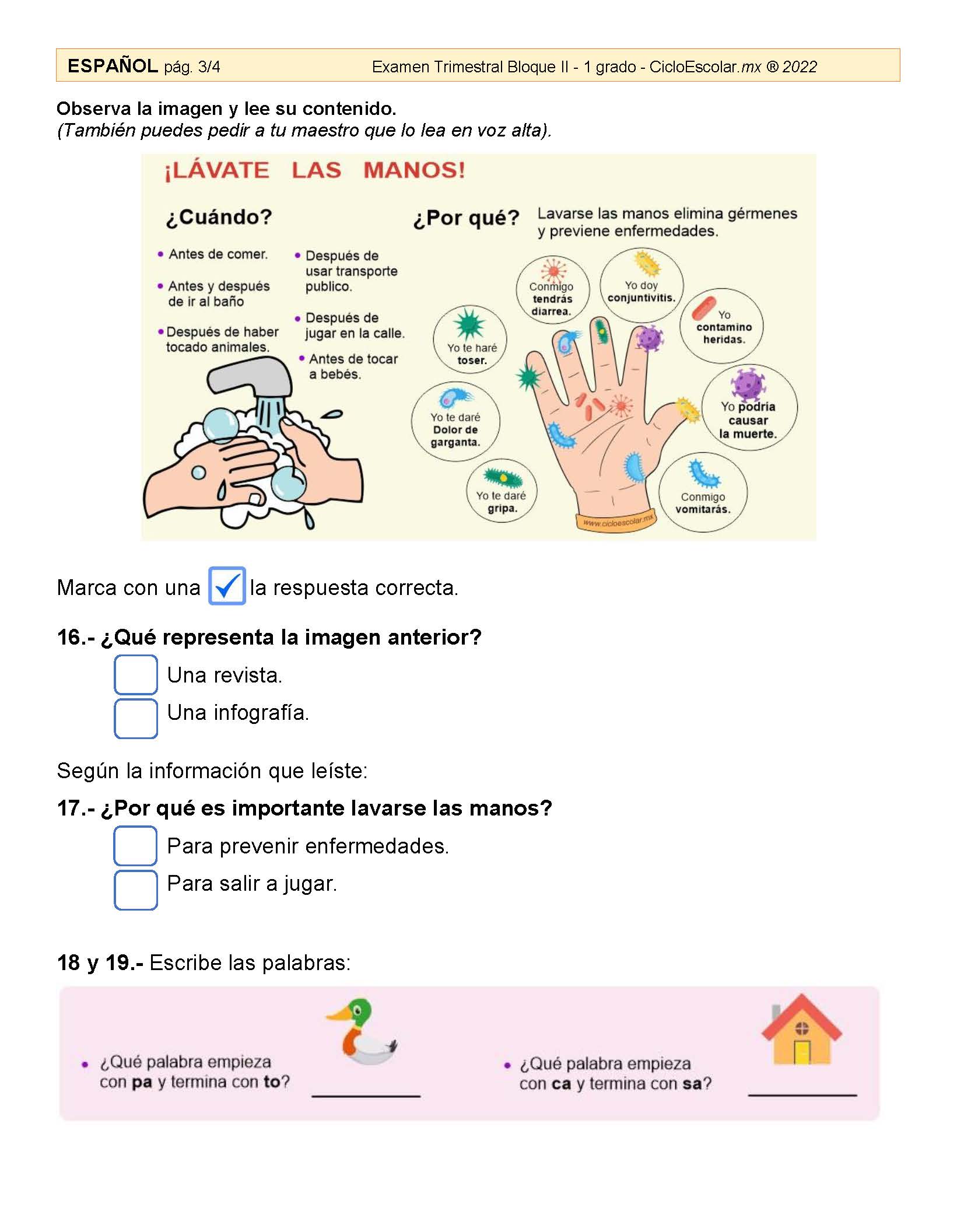 Examen Trimestral Primero Bloque P Gina Imagenes Educativas