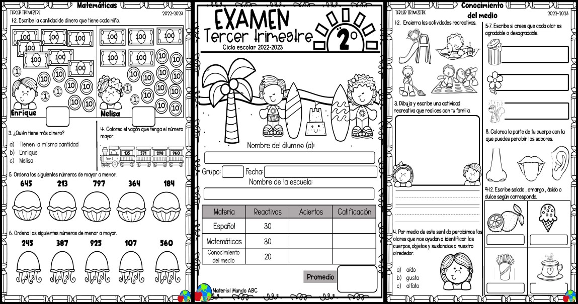 º GRADO EXAMEN TERCER TRIMESTRE CICLO ESCOLAR Imagenes Educativas