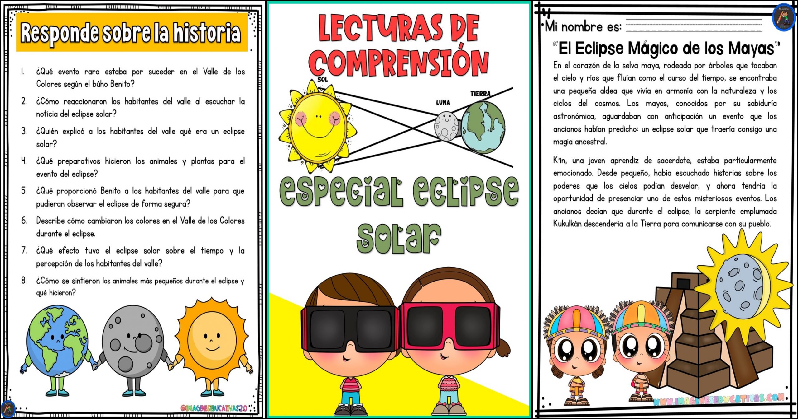 LECTURAS DE COMPRENSIÓN EL ECLIPSE SOLAR Imagenes Educativas