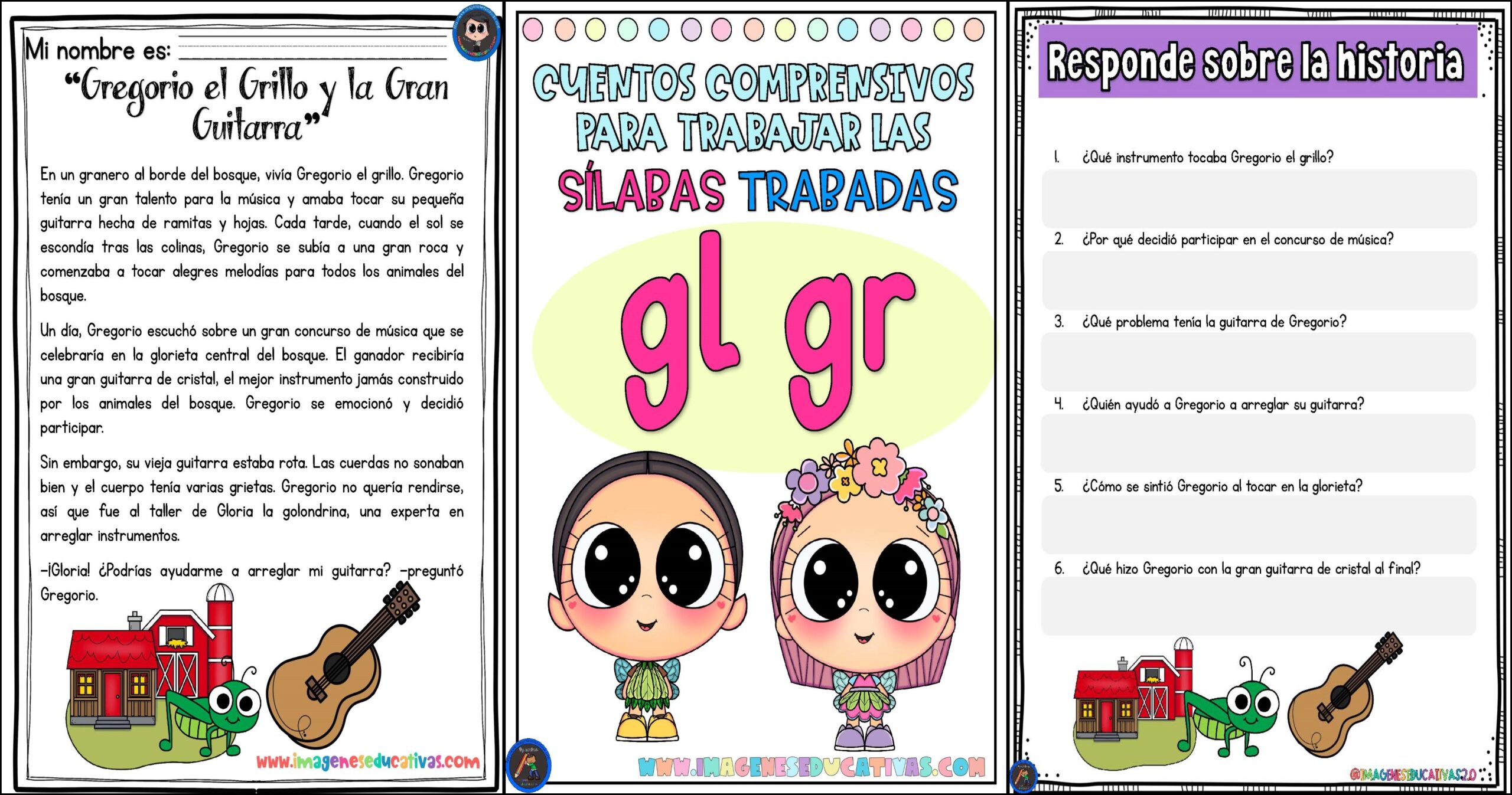 Comprensión lectora con trabadas GR y GL Página 18 Imagenes Educativas